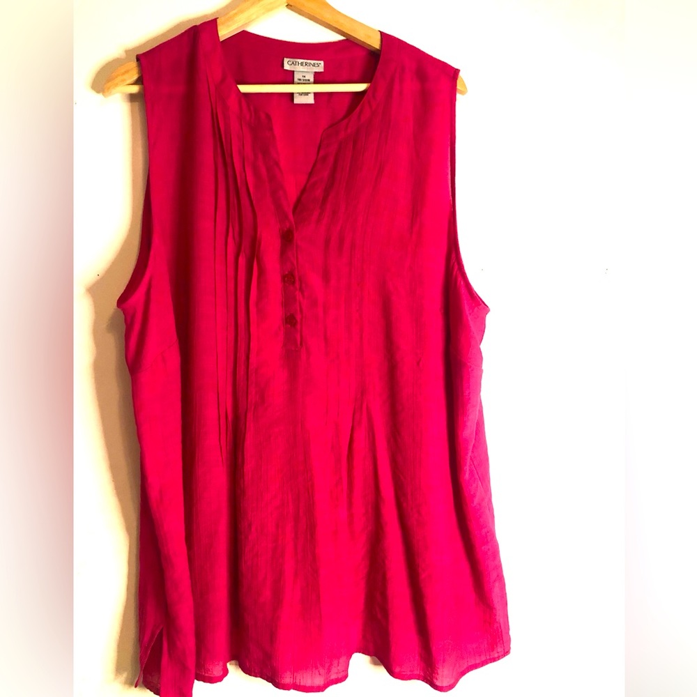 Women’s tank Half button, front pink
